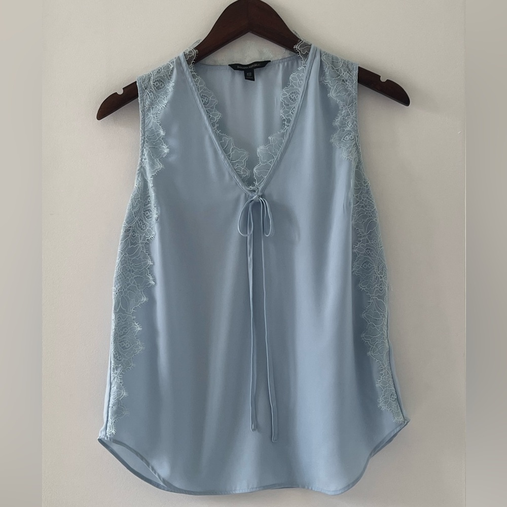 Satin and lace baby blue cami size XS from Banana Repiblic